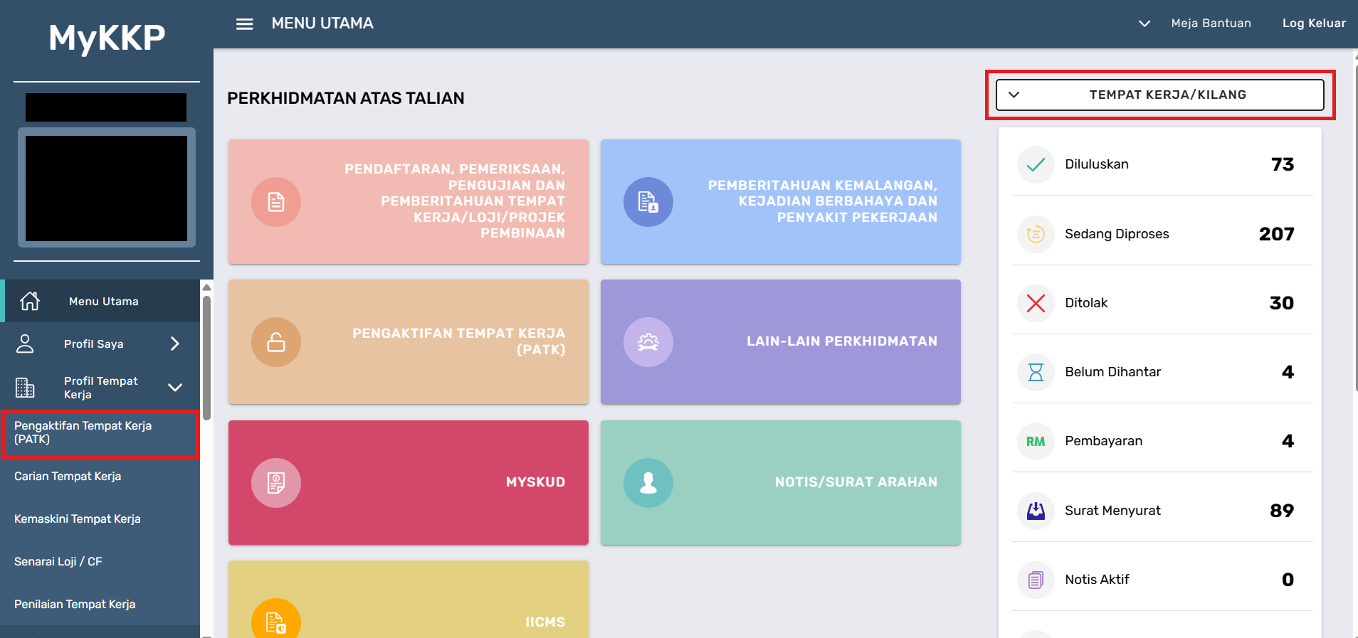 Laman Menu Utama