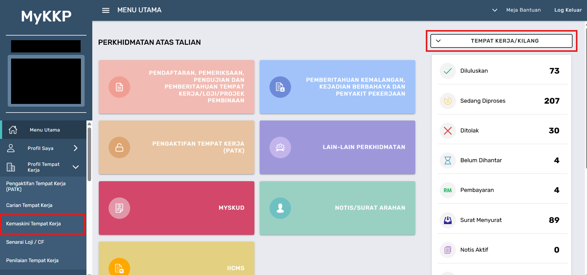 Laman Menu Utama