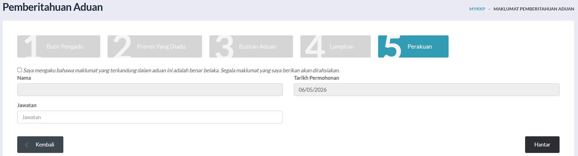 Tab 5: Perakuan