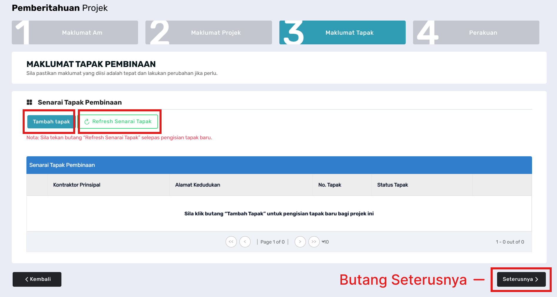 Tab 3: Maklumat Tapak