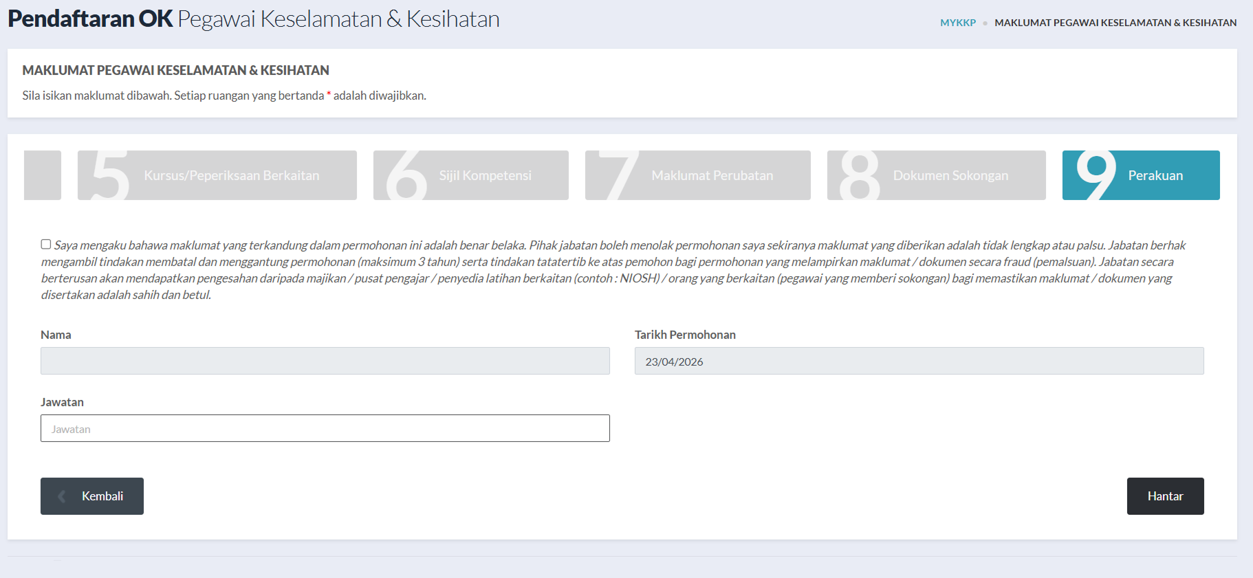Tab 9: Perakuan