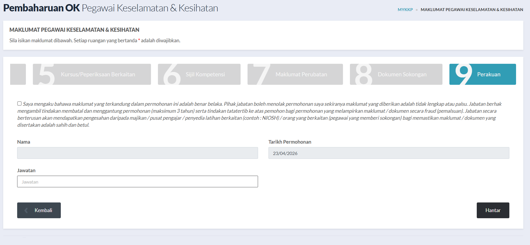 Tab 9: Perakuan